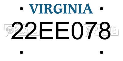 22EE078 Virginia License Plate