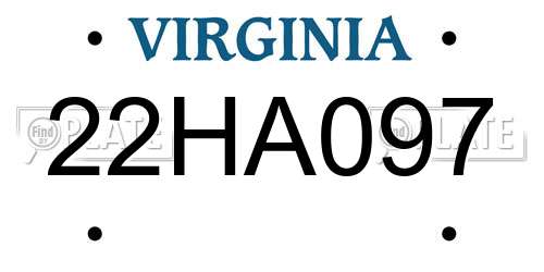 22HA097 Virginia License Plate