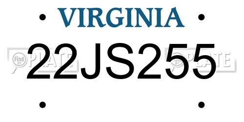 22JS255 Virginia License Plate