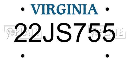 22JS755 Virginia License Plate