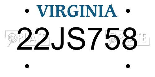 22JS758 Virginia License Plate