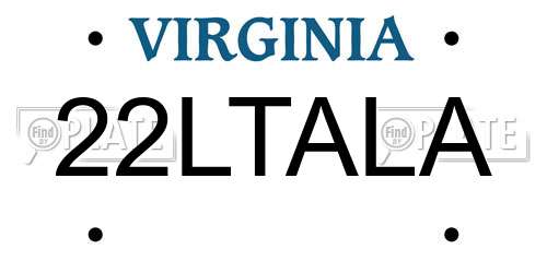 22LTALA Virginia License Plate