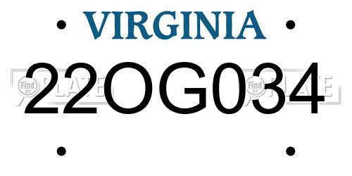 22OG034 Virginia License Plate
