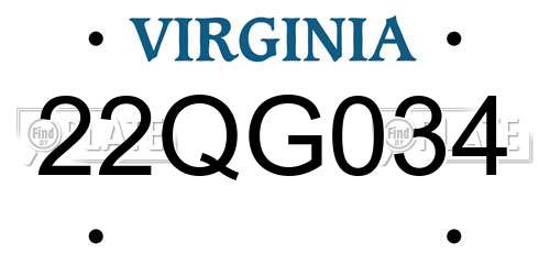 22QG034 Virginia License Plate