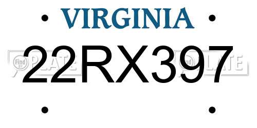 22RX397 Virginia License Plate