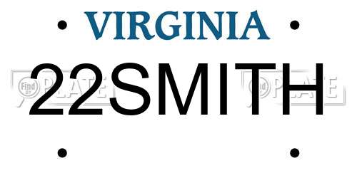 22SMITH Virginia License Plate