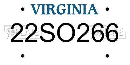 22SO266 Virginia License Plate