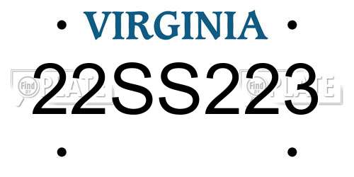 22SS223 Virginia License Plate