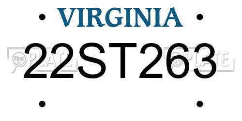 22ST263 Virginia License Plate