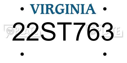 22ST763 Virginia License Plate