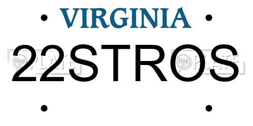 22STROS Virginia License Plate