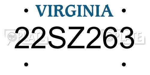 22SZ263 Virginia License Plate