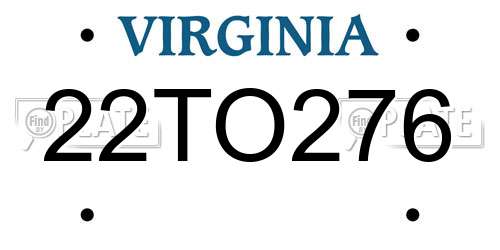 22TO276 Virginia License Plate