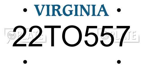 22TO557 Virginia License Plate