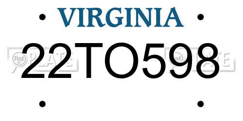 22TO598 Virginia License Plate