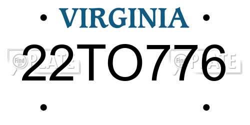 22TO776 Virginia License Plate