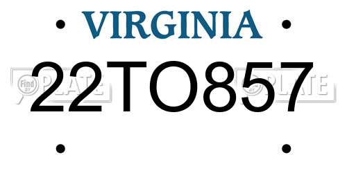 22TO857 Virginia License Plate
