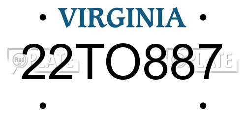 22TO887 Virginia License Plate