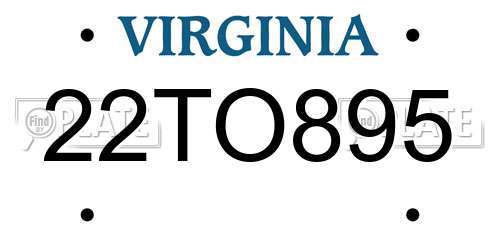 22TO895 Virginia License Plate