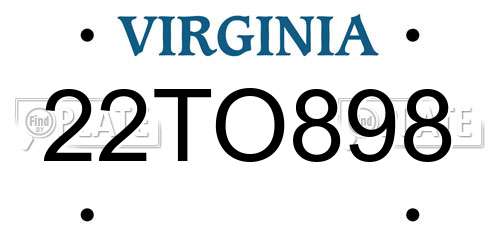 22TO898 Virginia License Plate