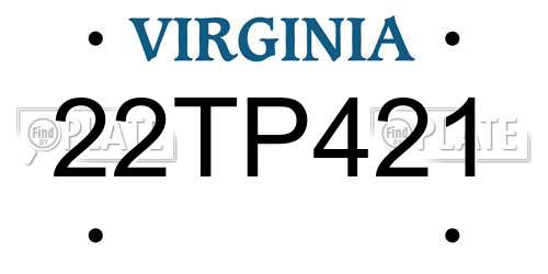 22TP421 Virginia License Plate