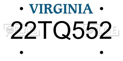 22TQ552 Virginia License Plate