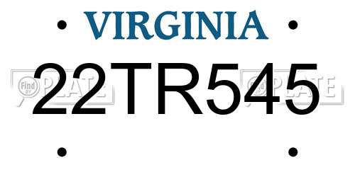 22TR545 Virginia License Plate