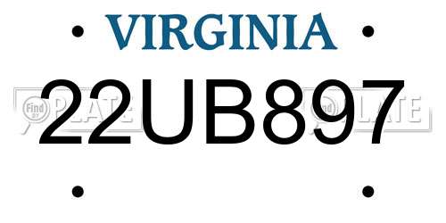 22UB897 Virginia License Plate
