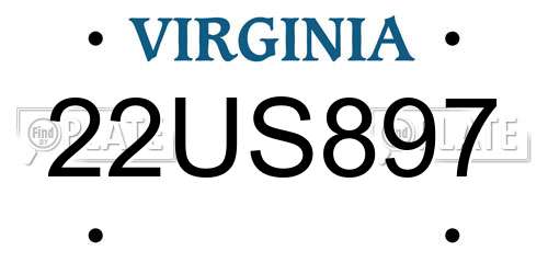 22US897 Virginia License Plate