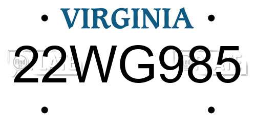 22WG985 Virginia License Plate