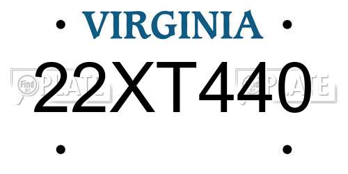 22XT440 Virginia License Plate