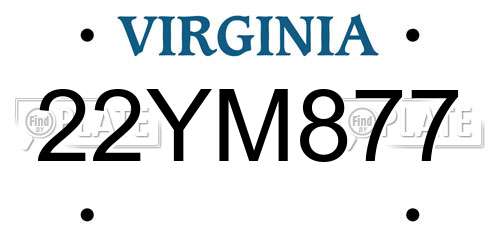 22YM877 Virginia License Plate