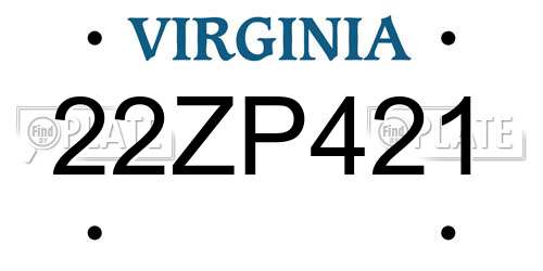 22ZP421 Virginia License Plate