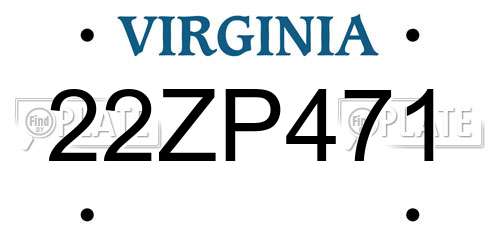 22ZP471 Virginia License Plate