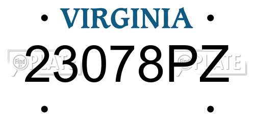 23078PZ Virginia License Plate