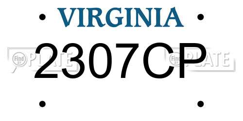 2307CP Virginia License Plate