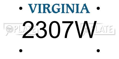 2307W Virginia License Plate