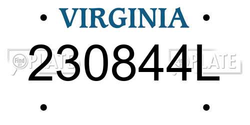 230844L Virginia License Plate