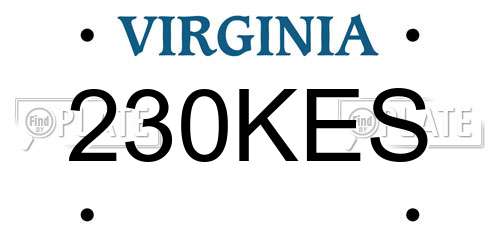 230KES Virginia License Plate