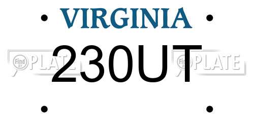 230UT Virginia License Plate