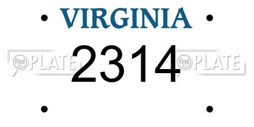 2314 Virginia License Plate