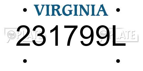 231799L Virginia License Plate