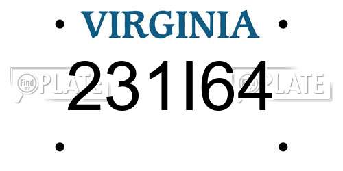 231I64 Virginia License Plate