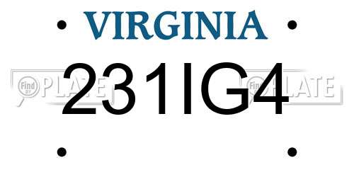 231IG4 Virginia License Plate