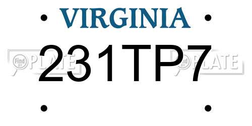 231TP7 Virginia License Plate