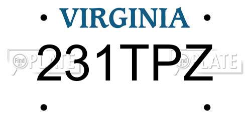 231TPZ Virginia License Plate