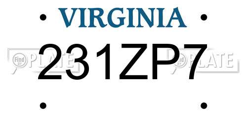 231ZP7 Virginia License Plate
