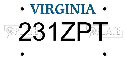 231ZPT Virginia License Plate