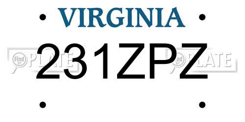 231ZPZ Virginia License Plate