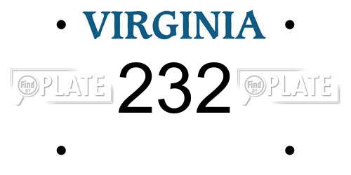 232 Virginia License Plate